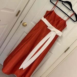 Red/orange bridesmaid dress!